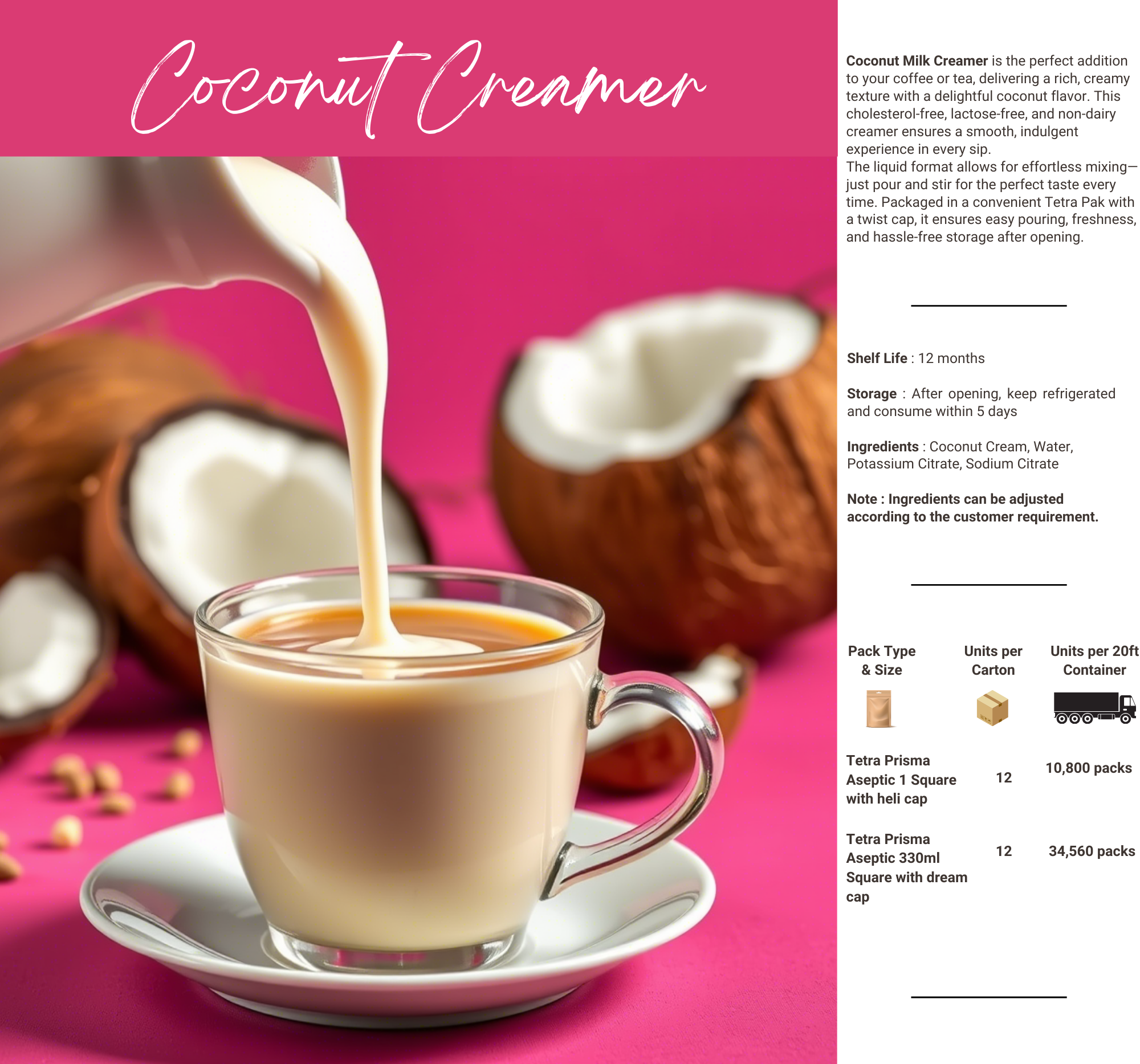 Coconut Creamer with tea